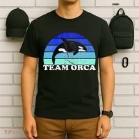 Team Orca Whale Orcas Sea Ocean Retro Sunset T-Shirt thumb 6
