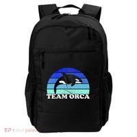Team Orca Whale Orcas Sea Ocean Retro Sunset Backpack thumb 0
