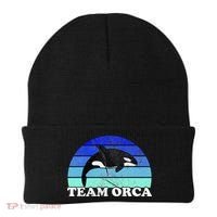 Team Orca Whale Orcas Sea Ocean Retro Sunset Beanie thumb 0