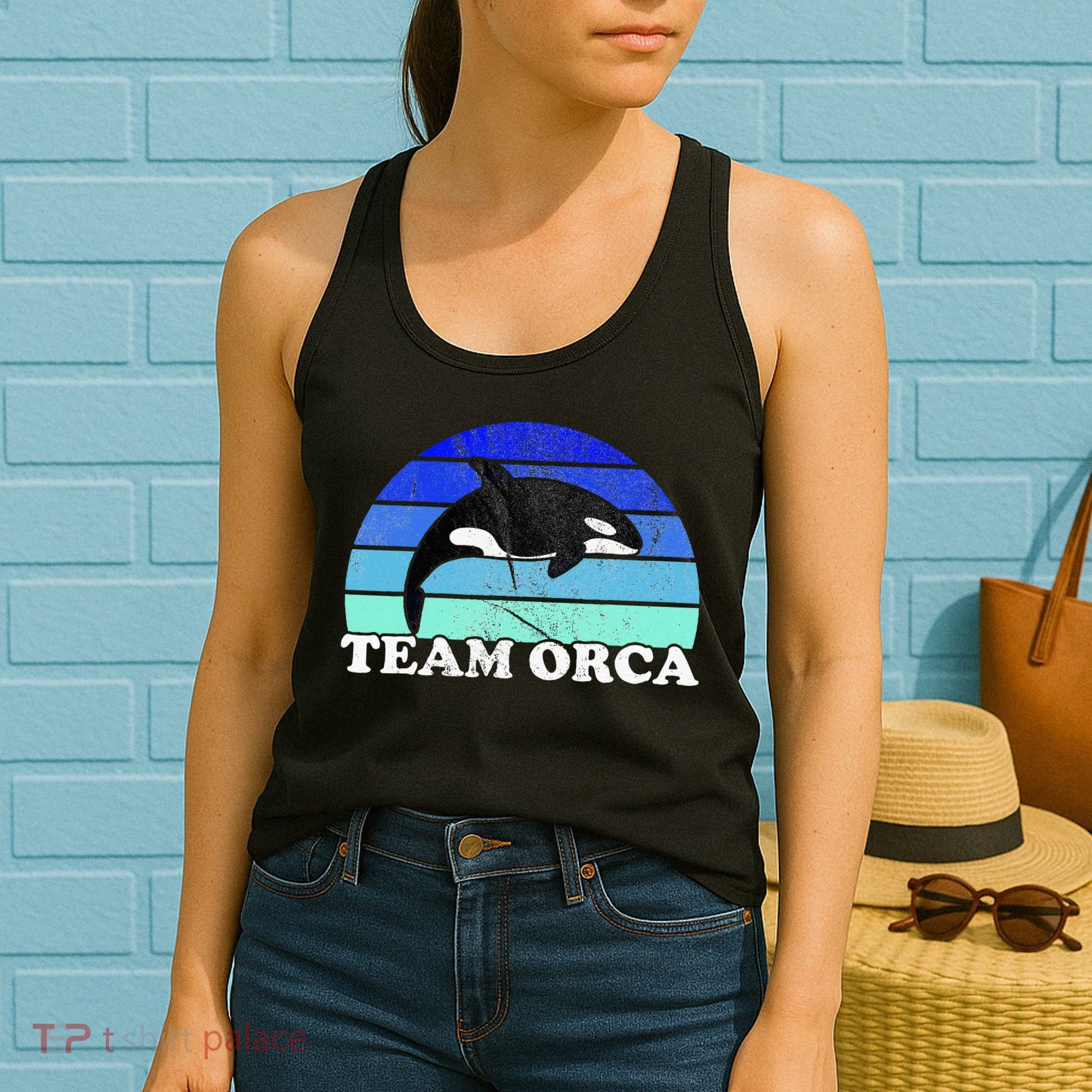 Team Orca Whale Orcas Sea Ocean Retro Sunset Women's Tank Top