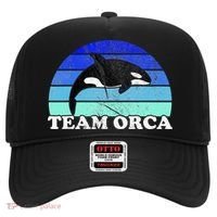 Team Orca Whale Orcas Sea Ocean Retro Sunset Hat thumb 0