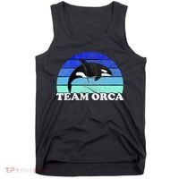 Team Orca Whale Orcas Sea Ocean Retro Sunset Tank Top thumb 0