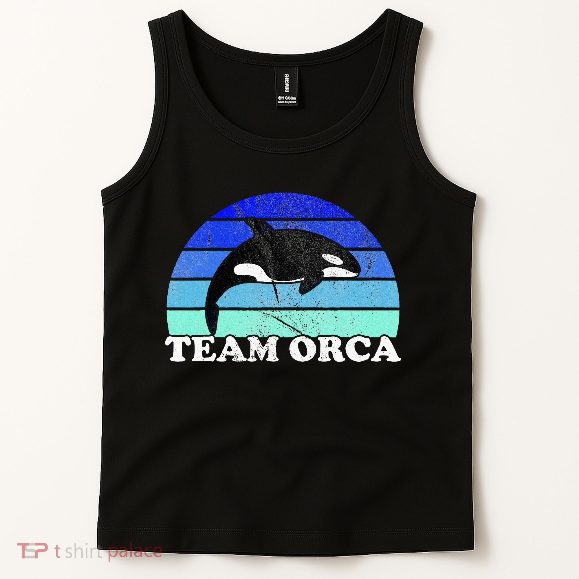 Team Orca Whale Orcas Sea Ocean Retro Sunset Tank Top