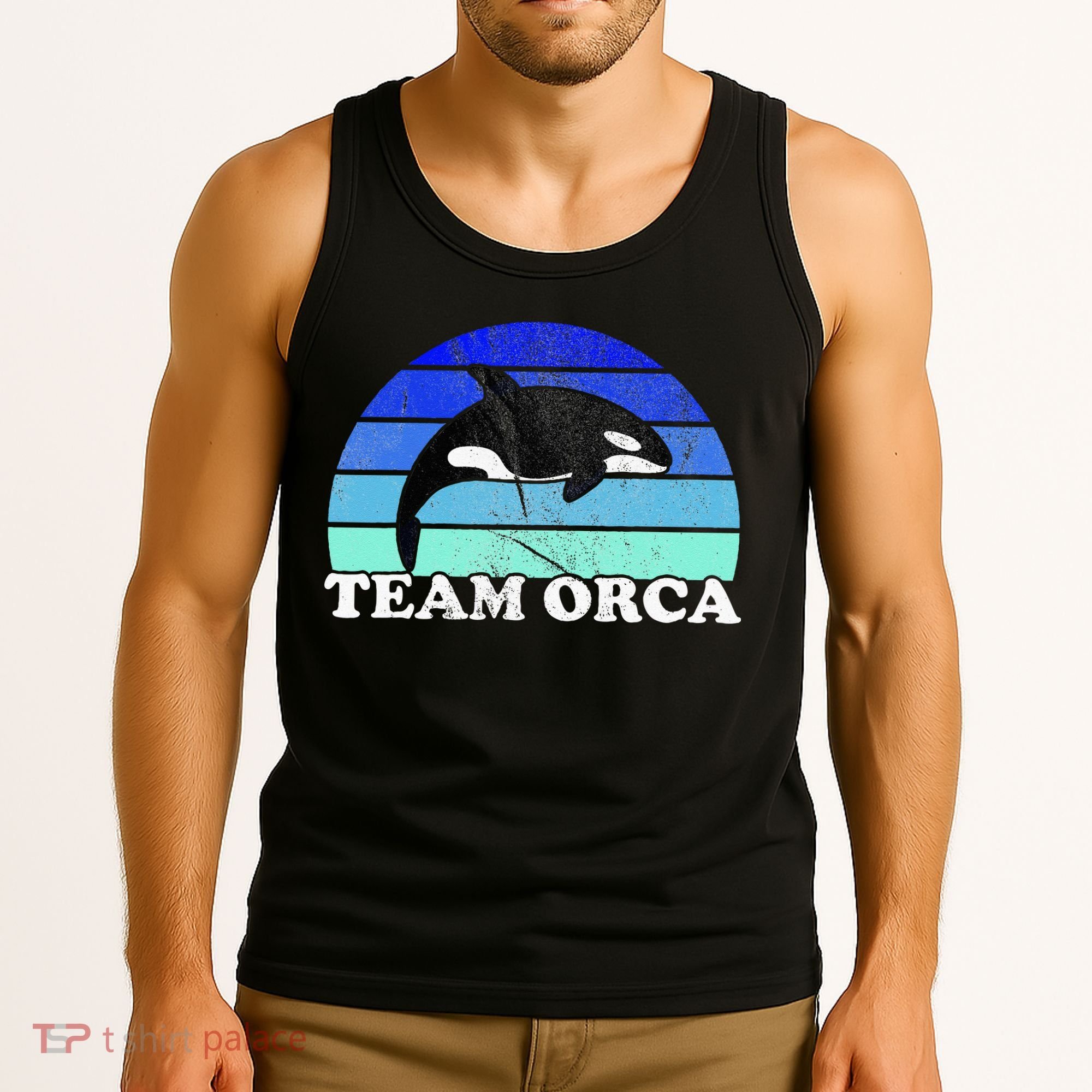 Team Orca Whale Orcas Sea Ocean Retro Sunset Tank Top
