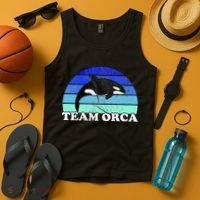 Team Orca Whale Orcas Sea Ocean Retro Sunset Tank Top thumb 4