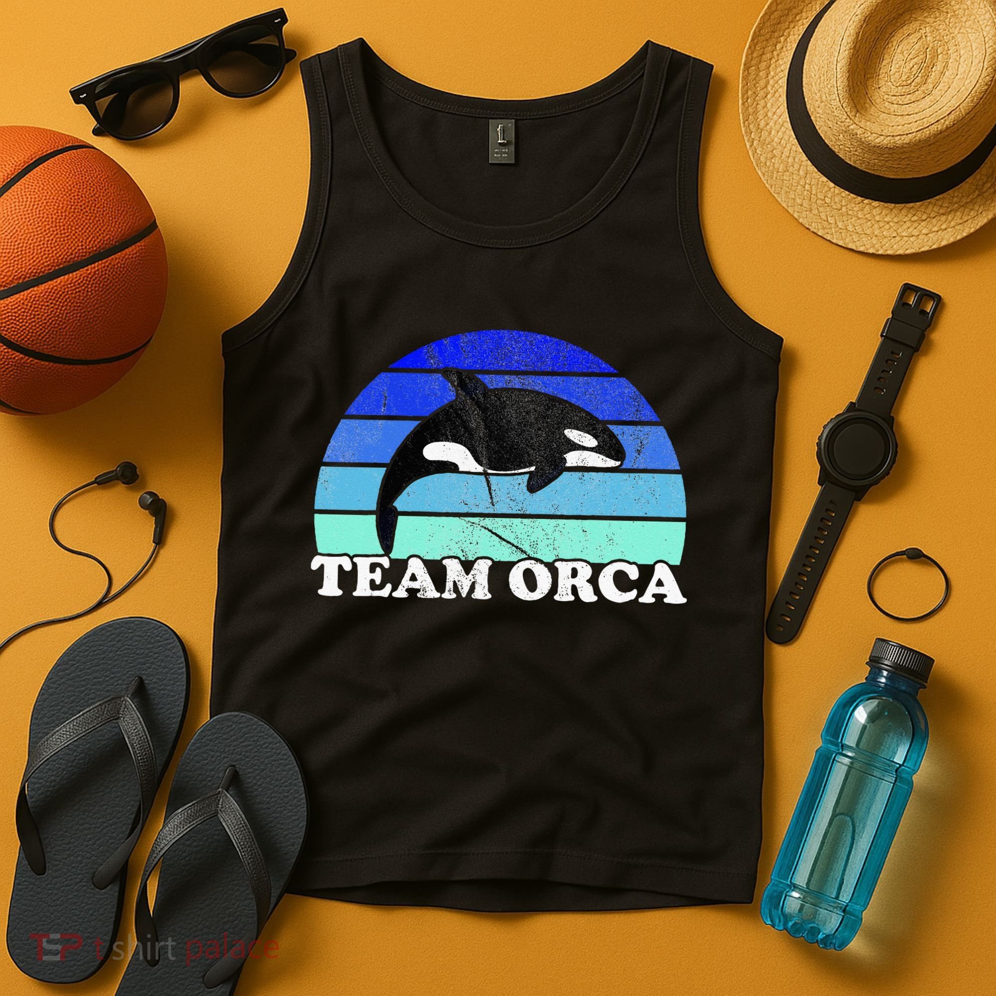 Team Orca Whale Orcas Sea Ocean Retro Sunset Tank Top