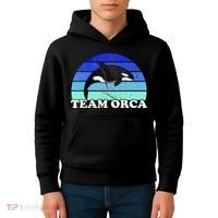 Team Orca Whale Orcas Sea Ocean Retro Sunset Kids Hoodie thumb 4