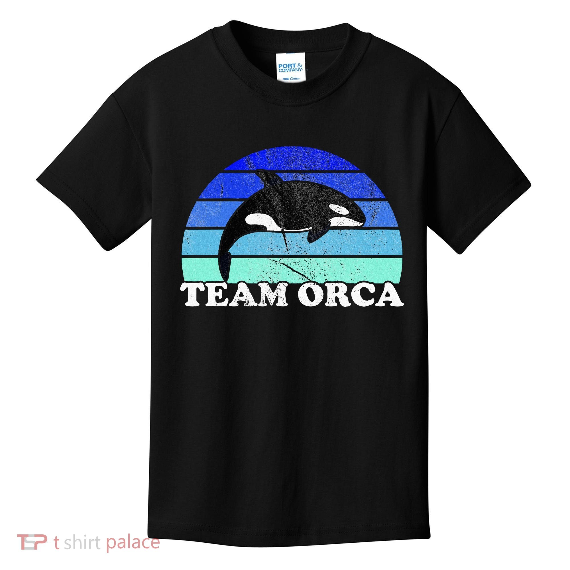 Team Orca Whale Orcas Sea Ocean Retro Sunset Kids T-Shirt
