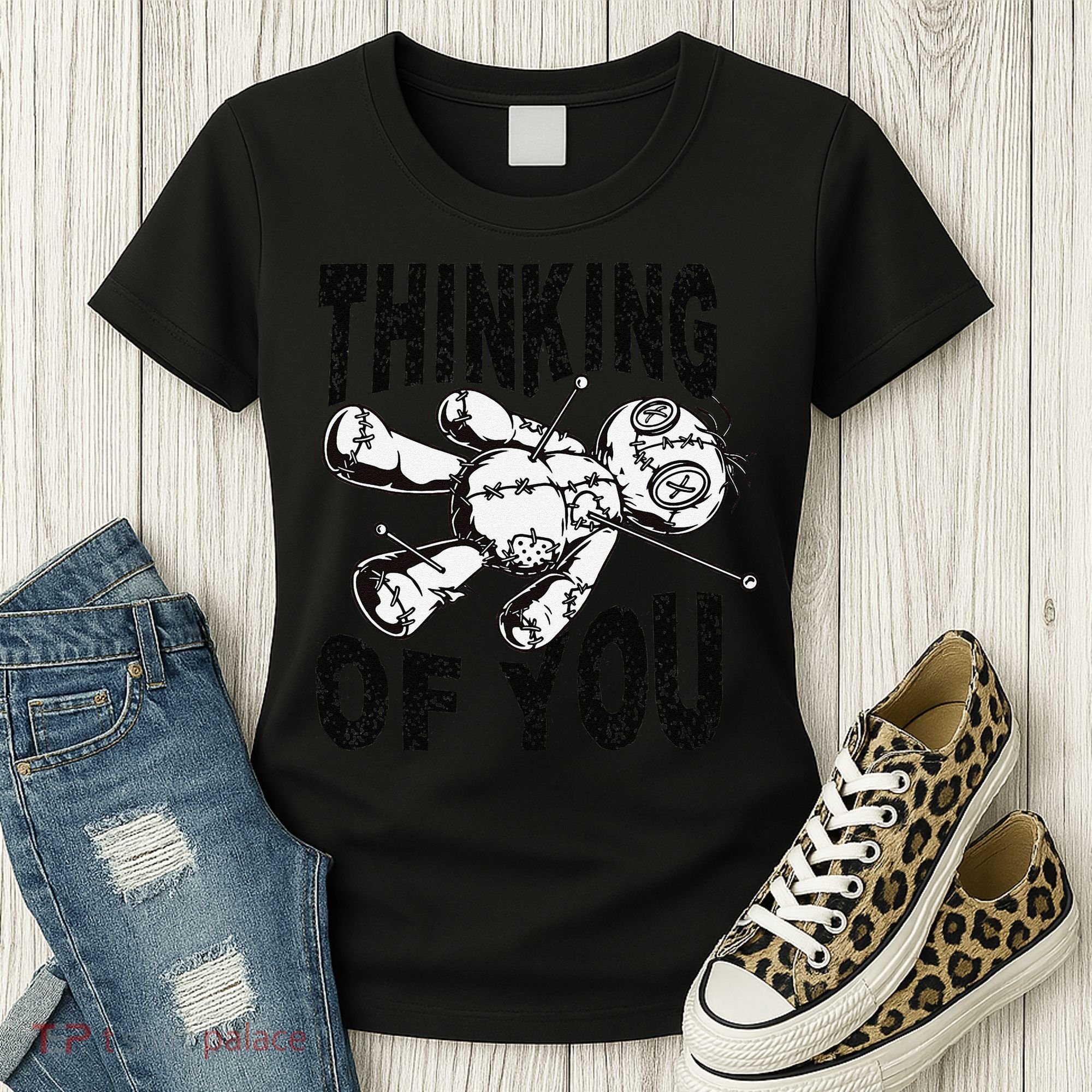Thinking Of You Voodoo Doll Funny Halloween 2024 Gift Women's T-Shirt