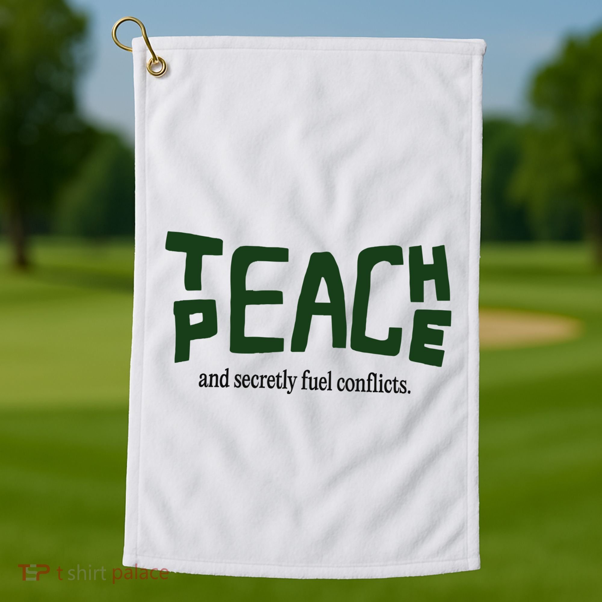 Teach Peace And Secretly Fuel Conflicts Golf Towel