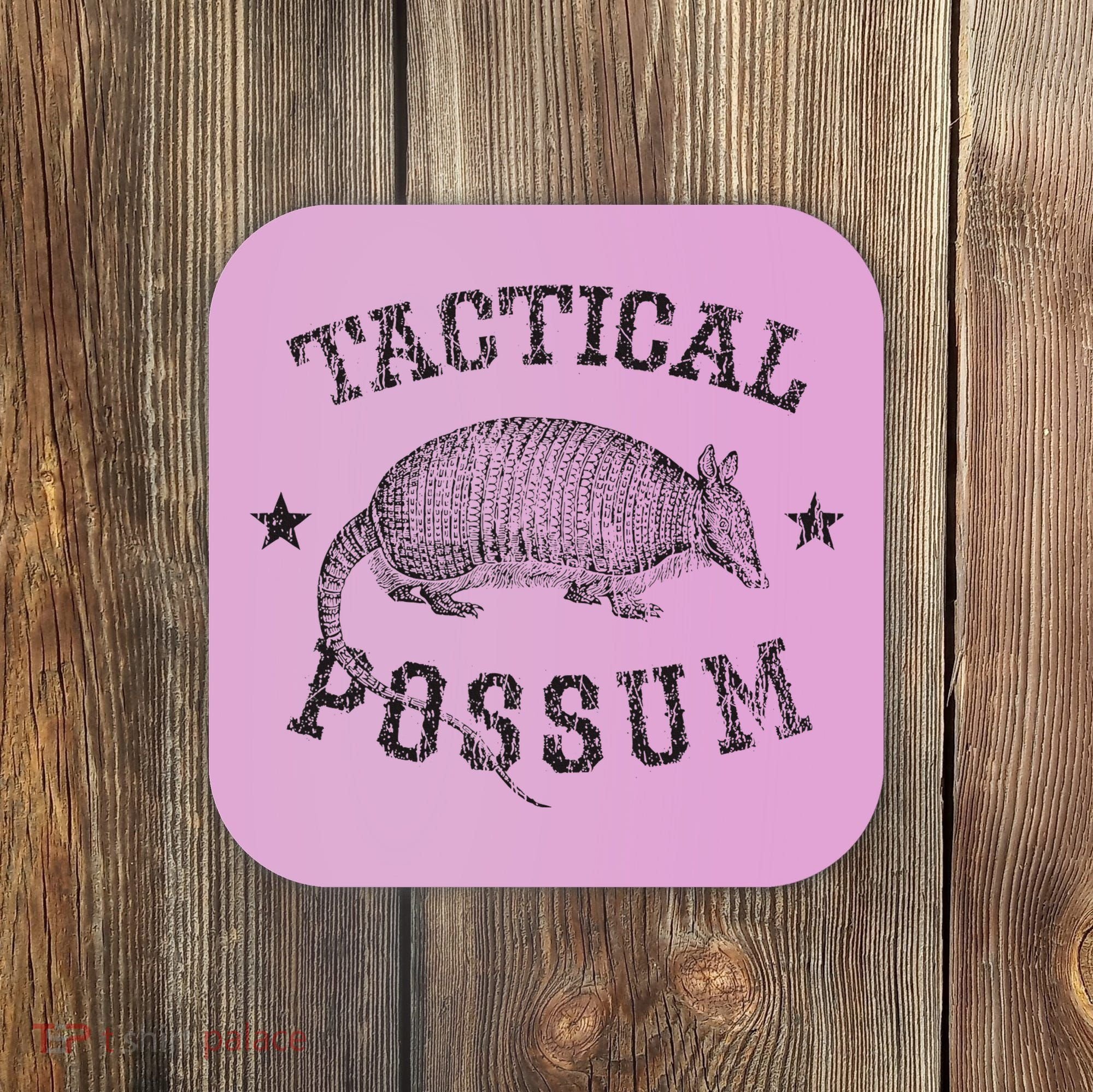 Tactical Possum Armadillo Animal Pun Texas Funny Coaster