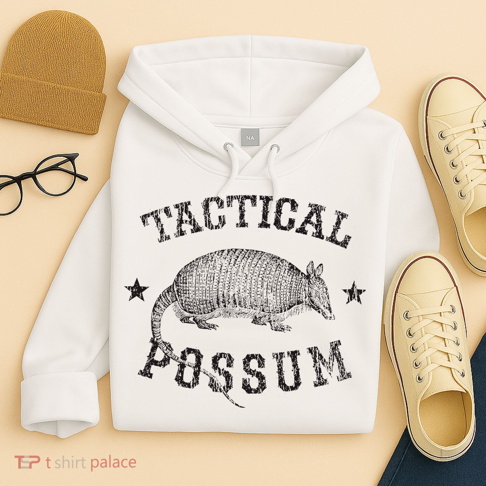 Tactical Possum Armadillo Animal Pun Texas Funny Hoodie