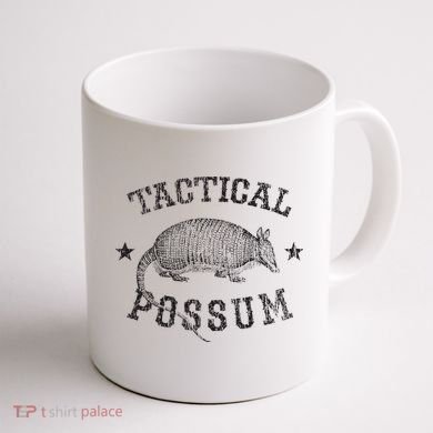Tactical Possum Armadillo Animal Pun Texas Funny Coffee Mug back