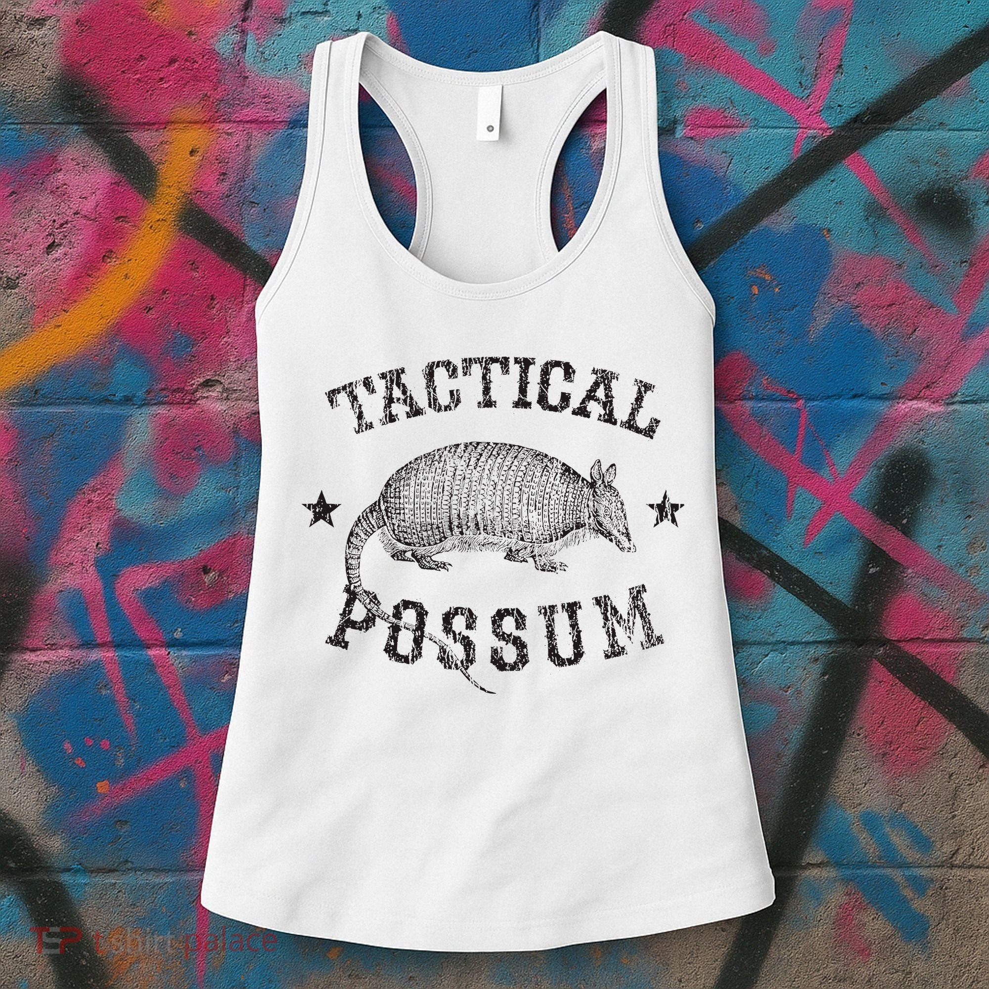 Tactical Possum Armadillo Animal Pun Texas Funny Women's Tank Top