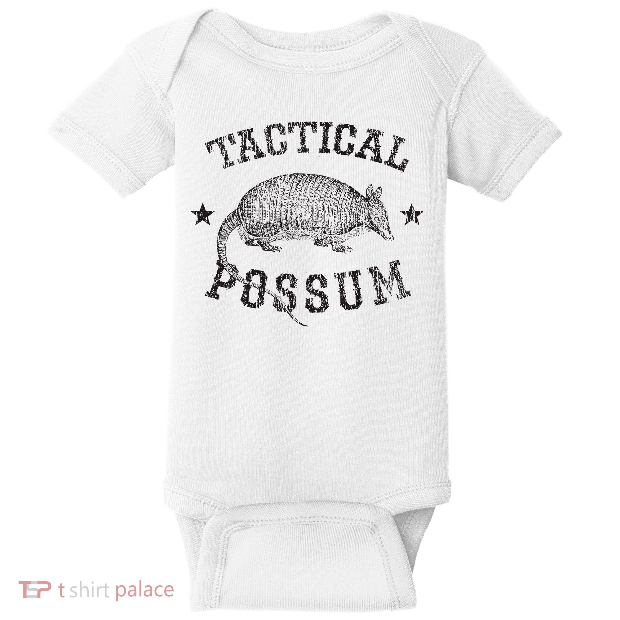 Tactical Possum Armadillo Animal Pun Texas Funny Baby Bodysuit