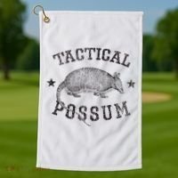 Tactical Possum Armadillo Animal Pun Texas Funny Golf Towel thumb 1