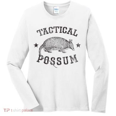 Tactical Possum Armadillo Animal Pun Texas Funny Women's Long Sleeve Shirt