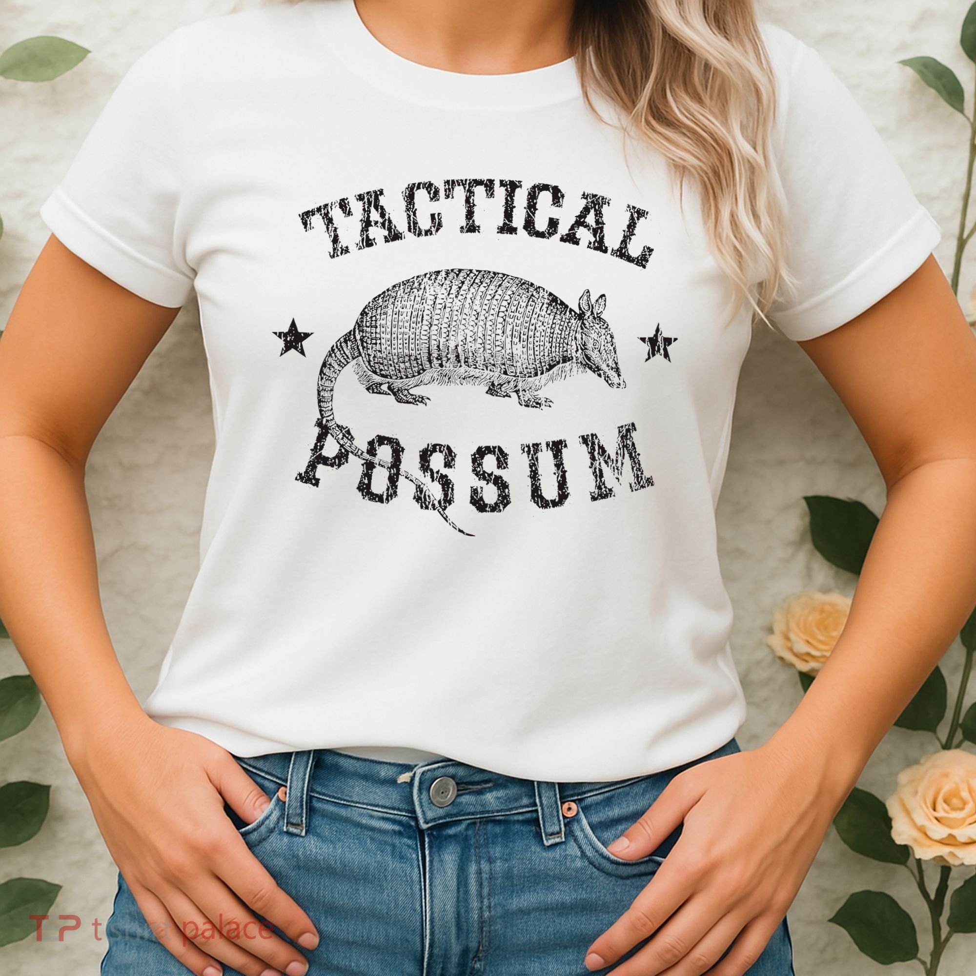 Tactical Possum Armadillo Animal Pun Texas Funny Women's T-Shirt