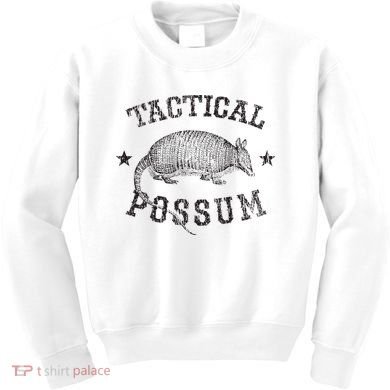 Tactical Possum Armadillo Animal Pun Texas Funny Kids Sweatshirt