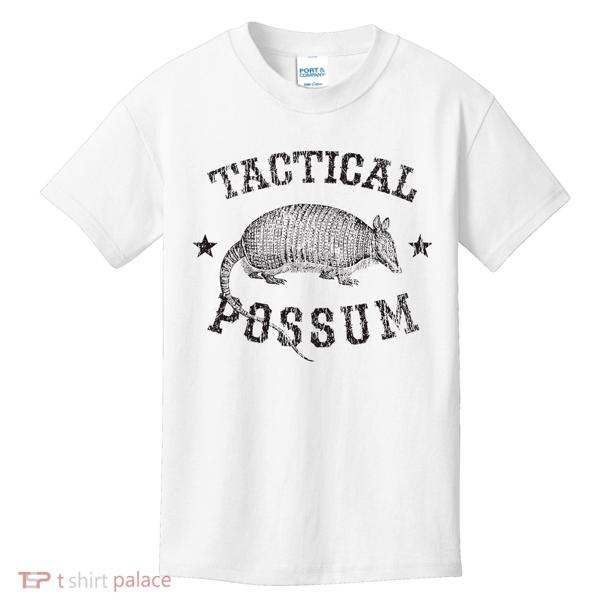 Tactical Possum Armadillo Animal Pun Texas Funny Kids T-Shirt