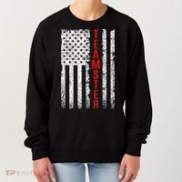 Teamster Proud American Flag Distressed Women's Sweatshirt thumb 0
