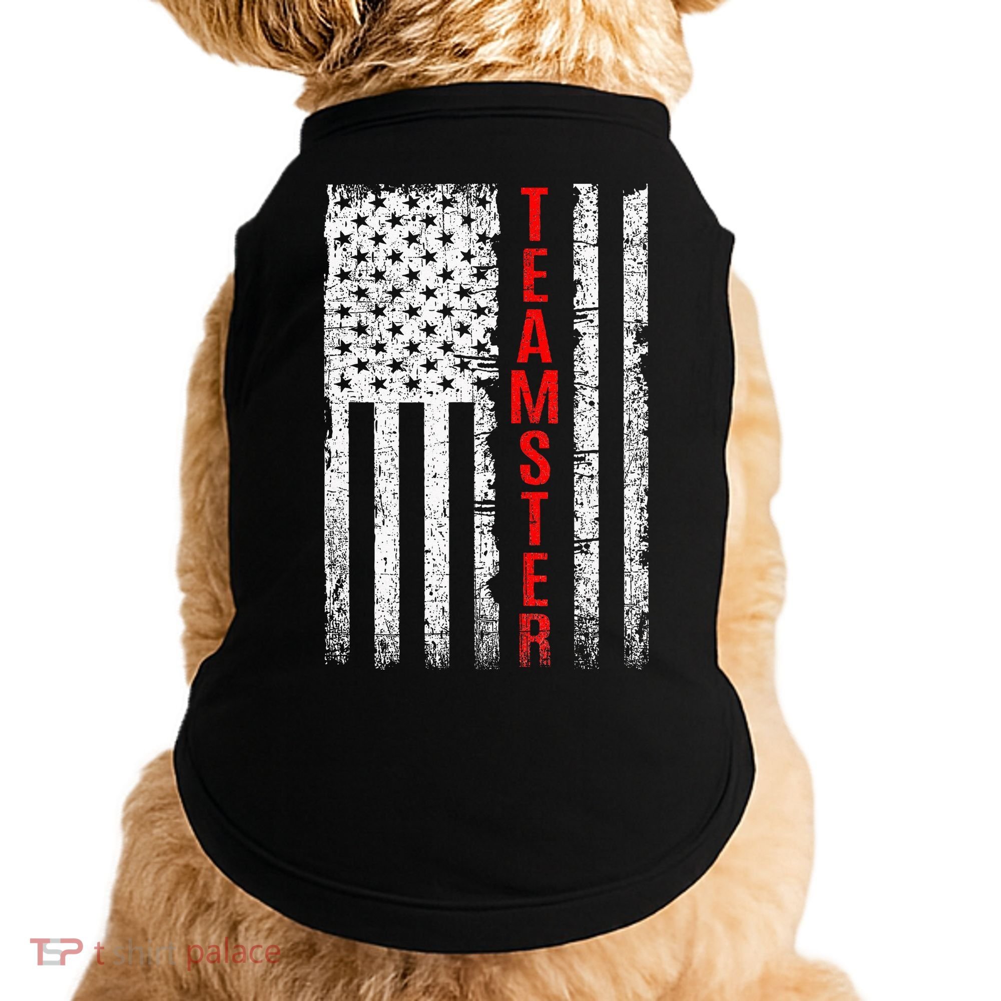 Teamster Proud American Flag Distressed Doggie Tank