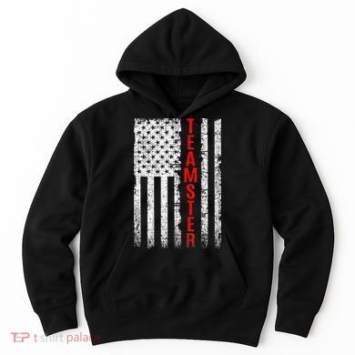Teamster Proud American Flag Distressed Hoodie