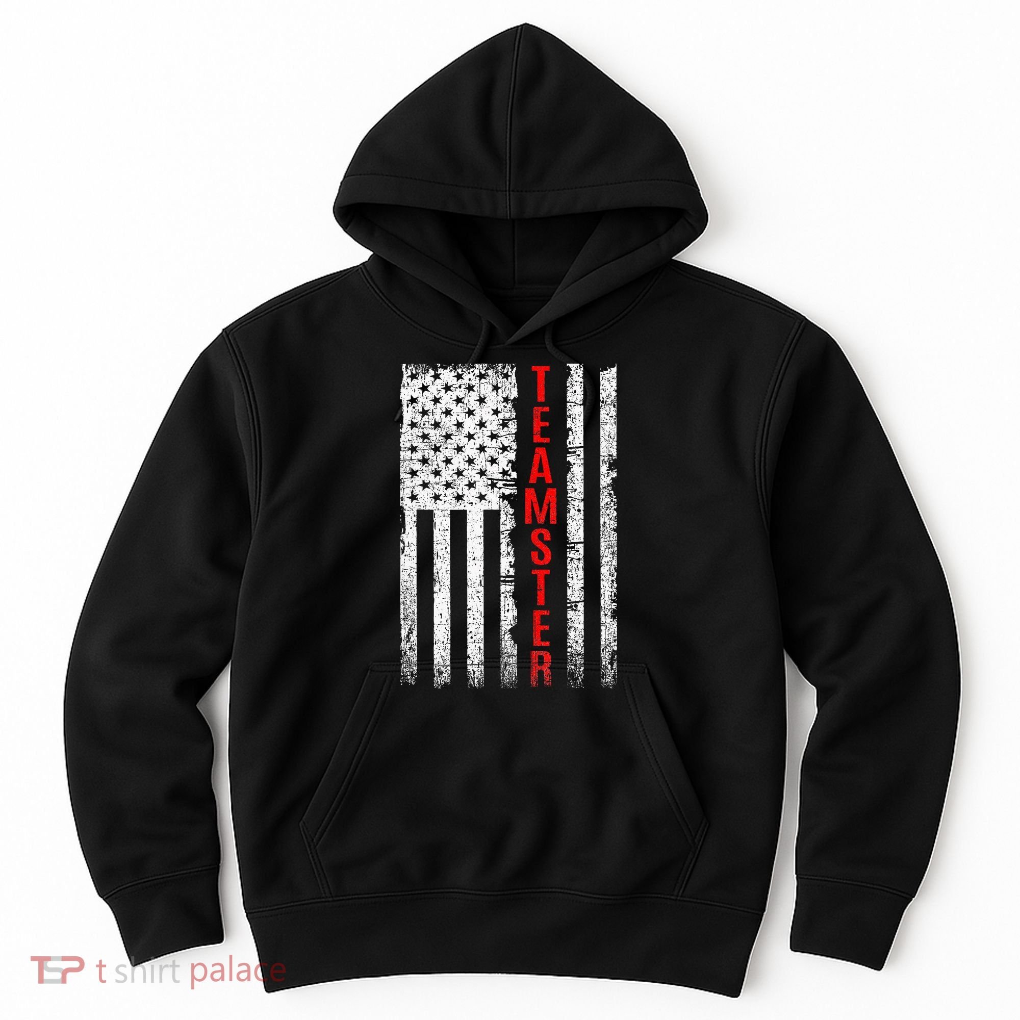 Teamster Proud American Flag Distressed Hoodie
