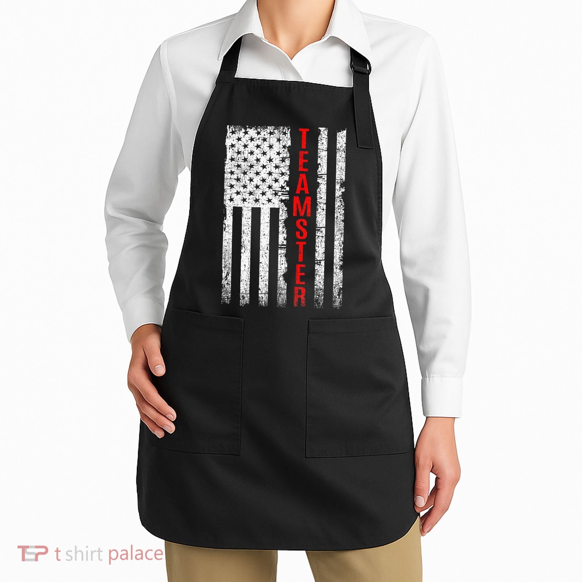 Teamster Proud American Flag Distressed Apron