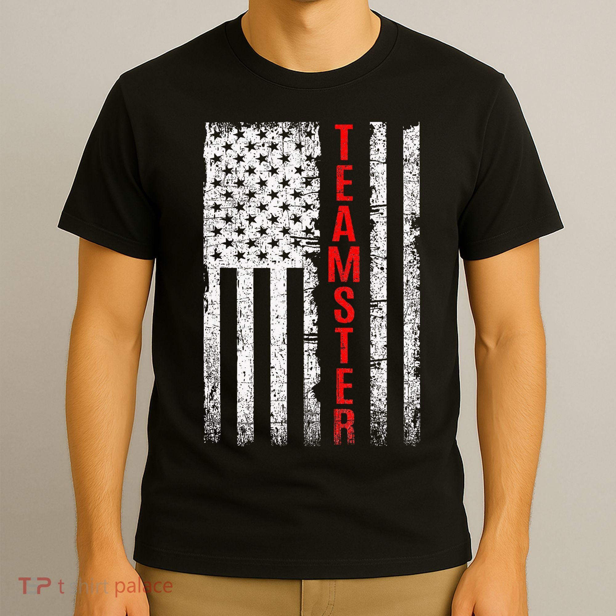 Teamster Proud American Flag Distressed T-Shirt