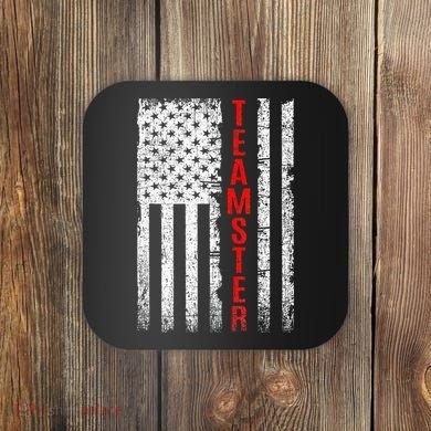 Teamster Proud American Flag Distressed Coaster