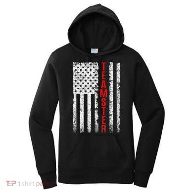 Teamster Proud American Flag Distressed Women's Hoodie