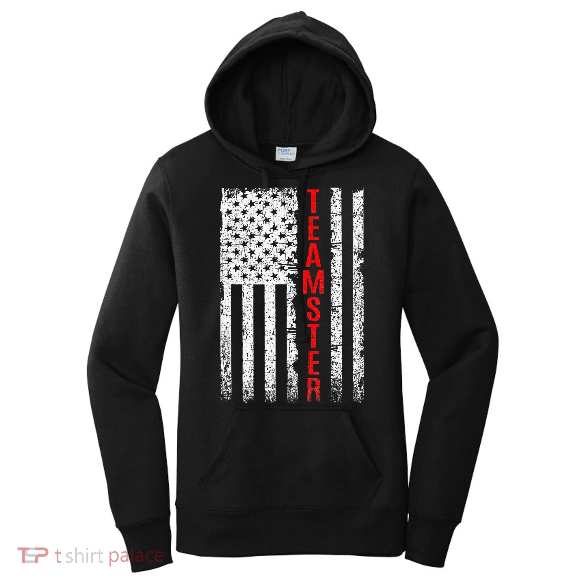 Teamster Proud American Flag Distressed Women's Hoodie