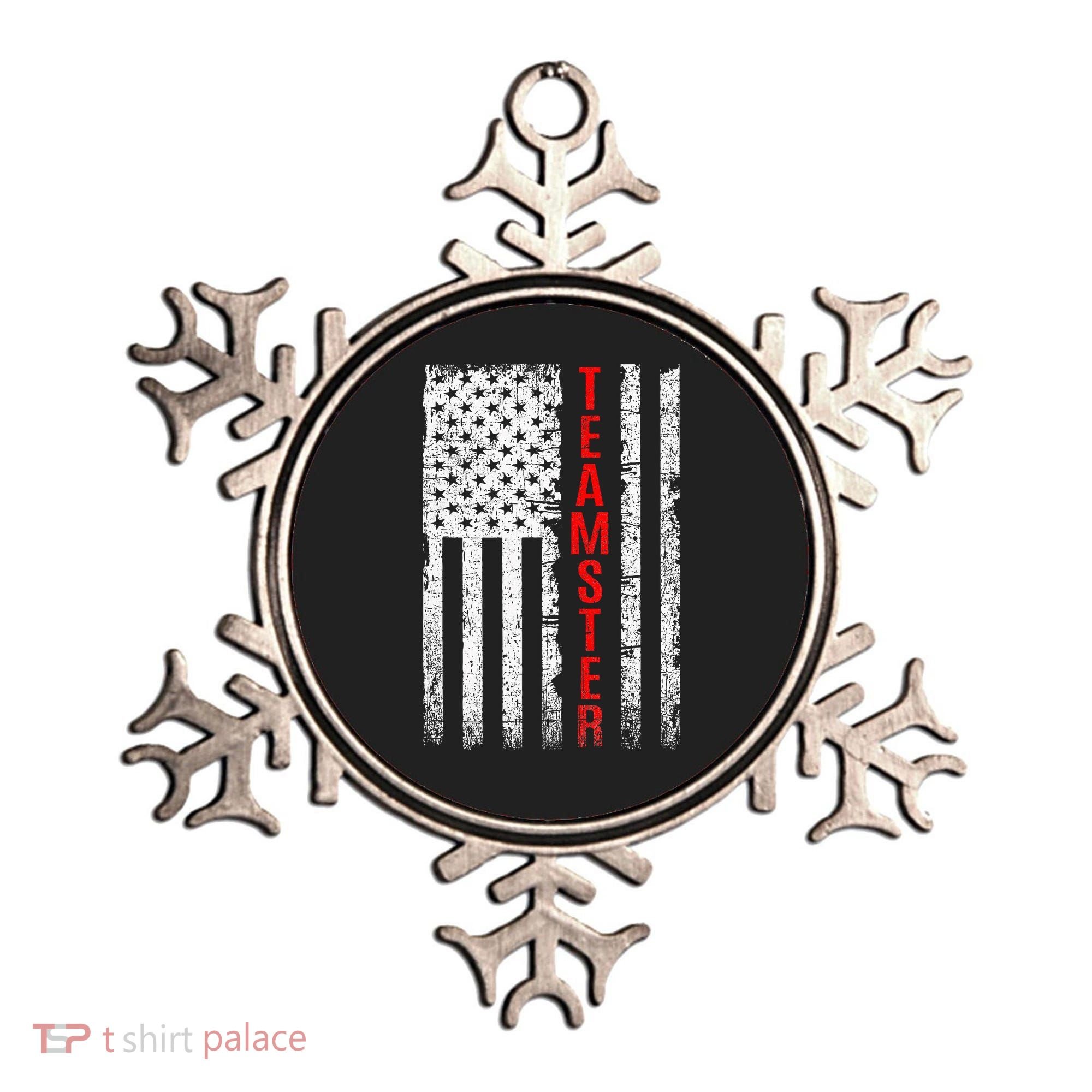 Teamster Proud American Flag Distressed Ornament