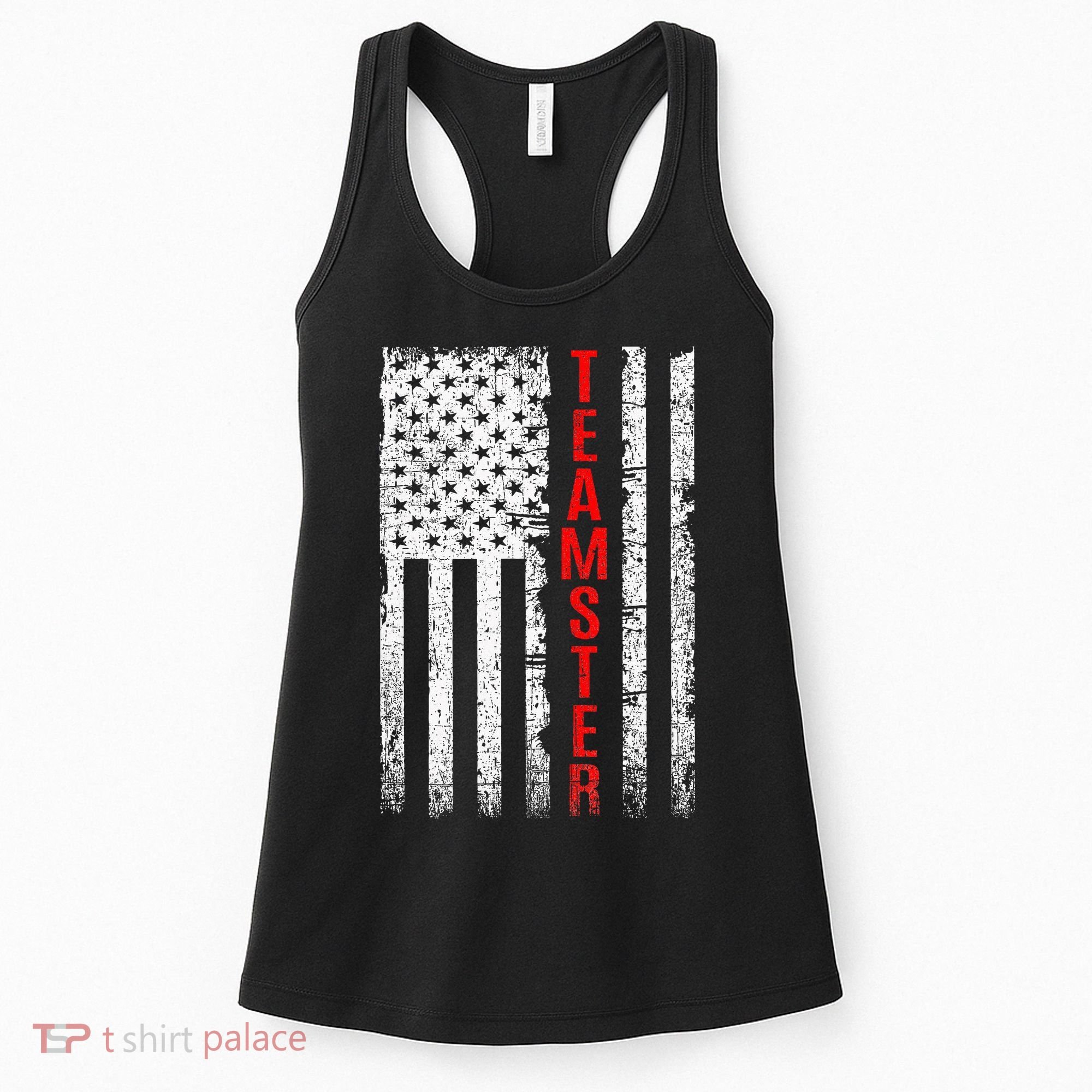 Teamster Proud American Flag Distressed Women's Tank Top