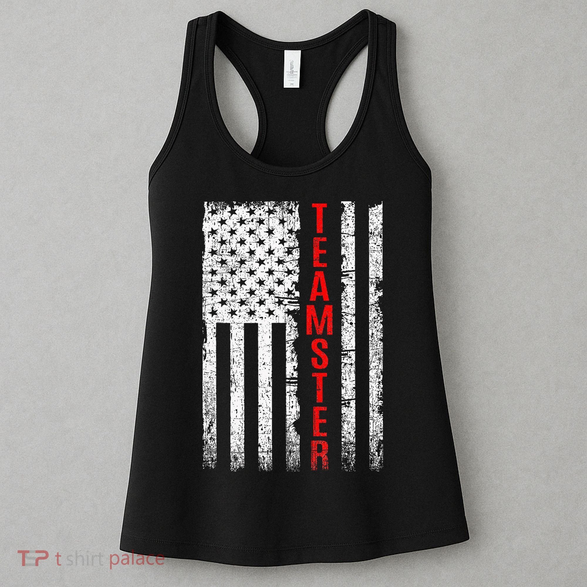 Teamster Proud American Flag Distressed Women's Tank Top