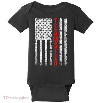 Teamster Proud American Flag Distressed Baby Bodysuit
