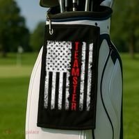 Teamster Proud American Flag Distressed Golf Towel thumb 2