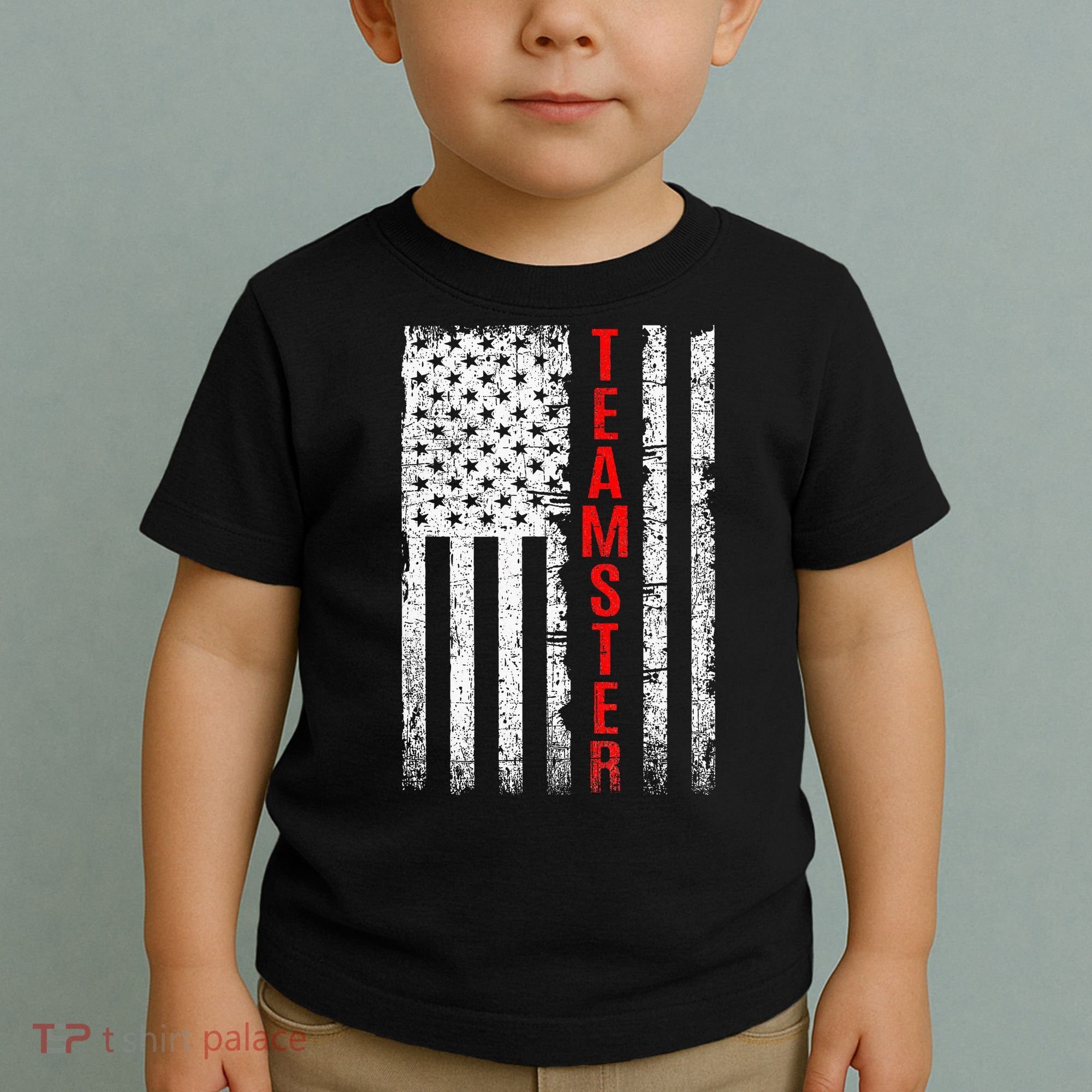 Teamster Proud American Flag Distressed Toddler T-Shirt