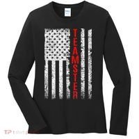 Teamster Proud American Flag Distressed Women's Long Sleeve Shirt thumb 0