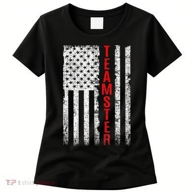 Teamster Proud American Flag Distressed Women's T-Shirt