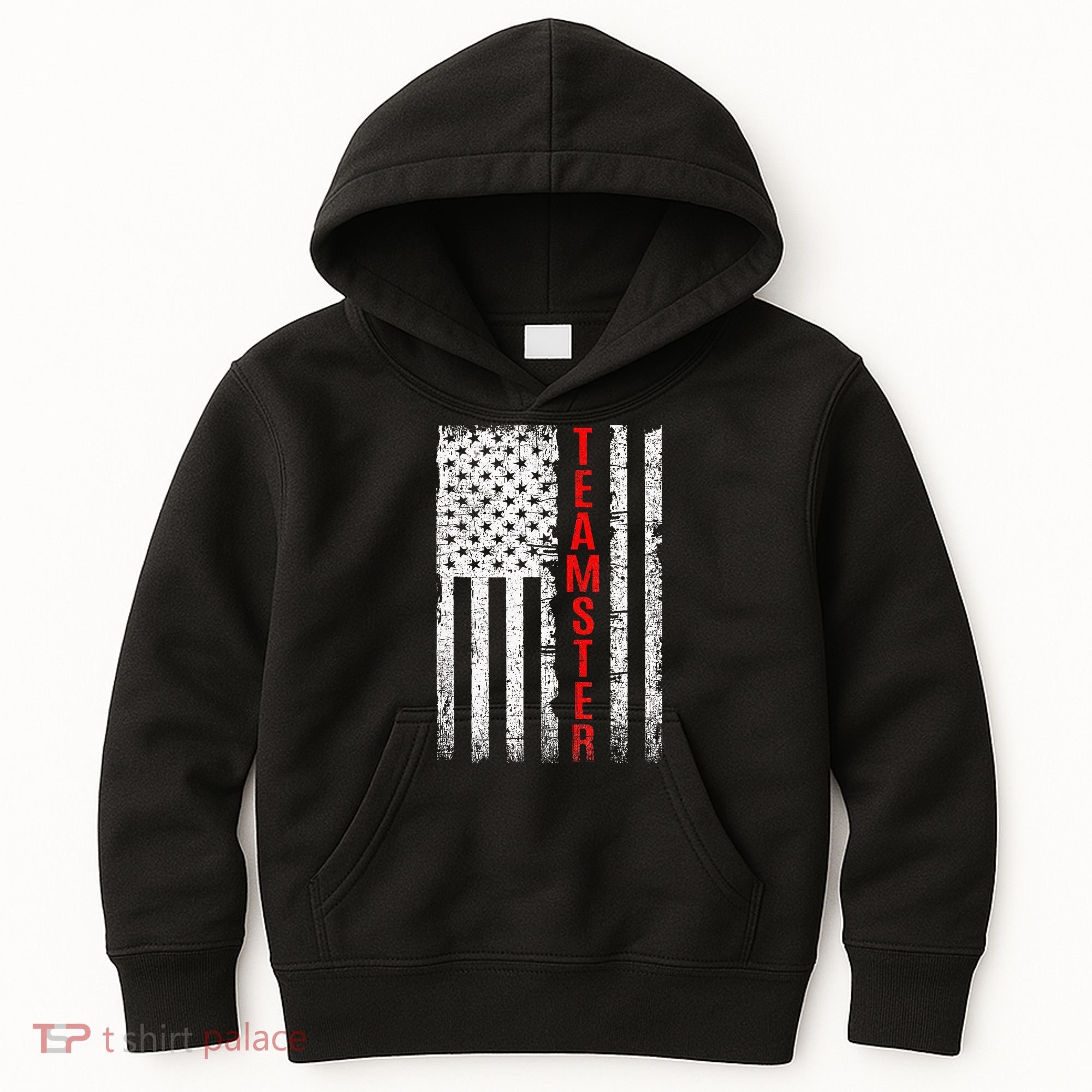 Teamster Proud American Flag Distressed Kids Hoodie