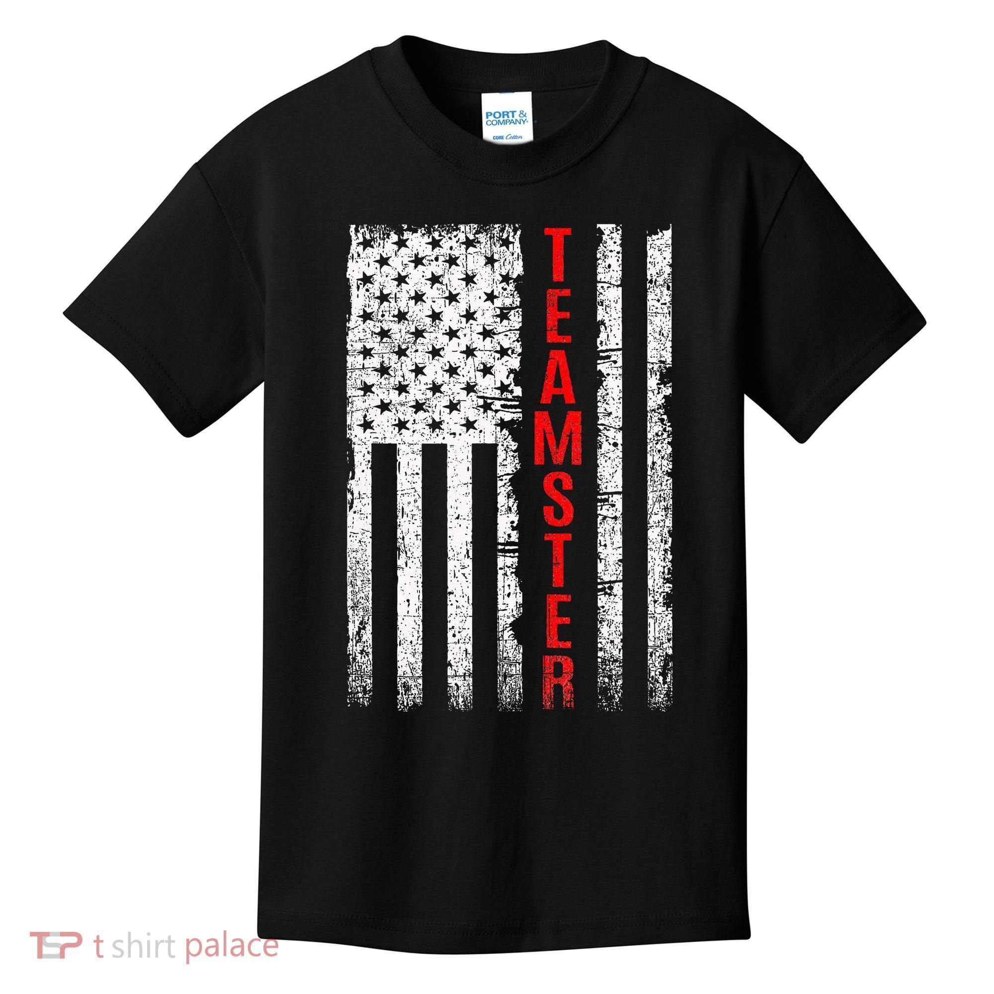 Teamster Proud American Flag Distressed Kids T-Shirt