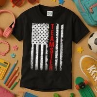 Teamster Proud American Flag Distressed Kids T-Shirt thumb 3