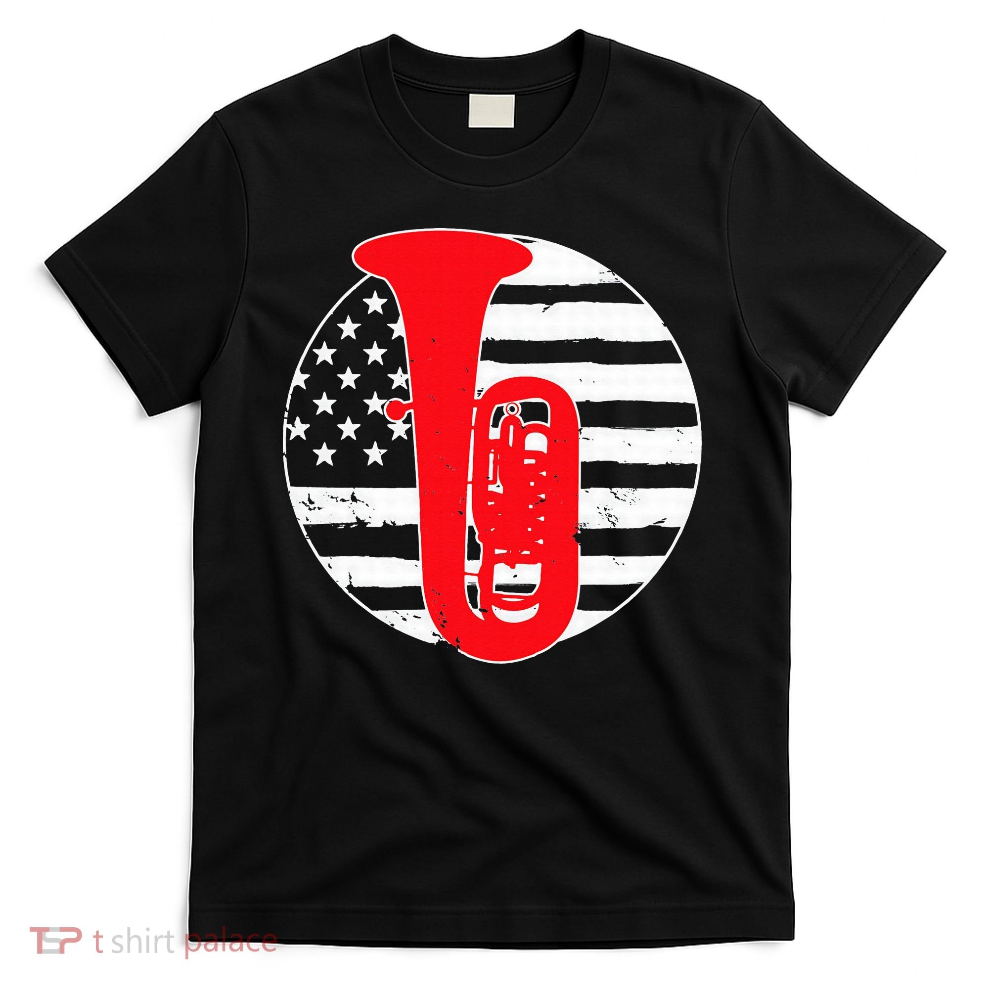 Tuba Player American USA Flag 4th Of July Vintage T-Shirt