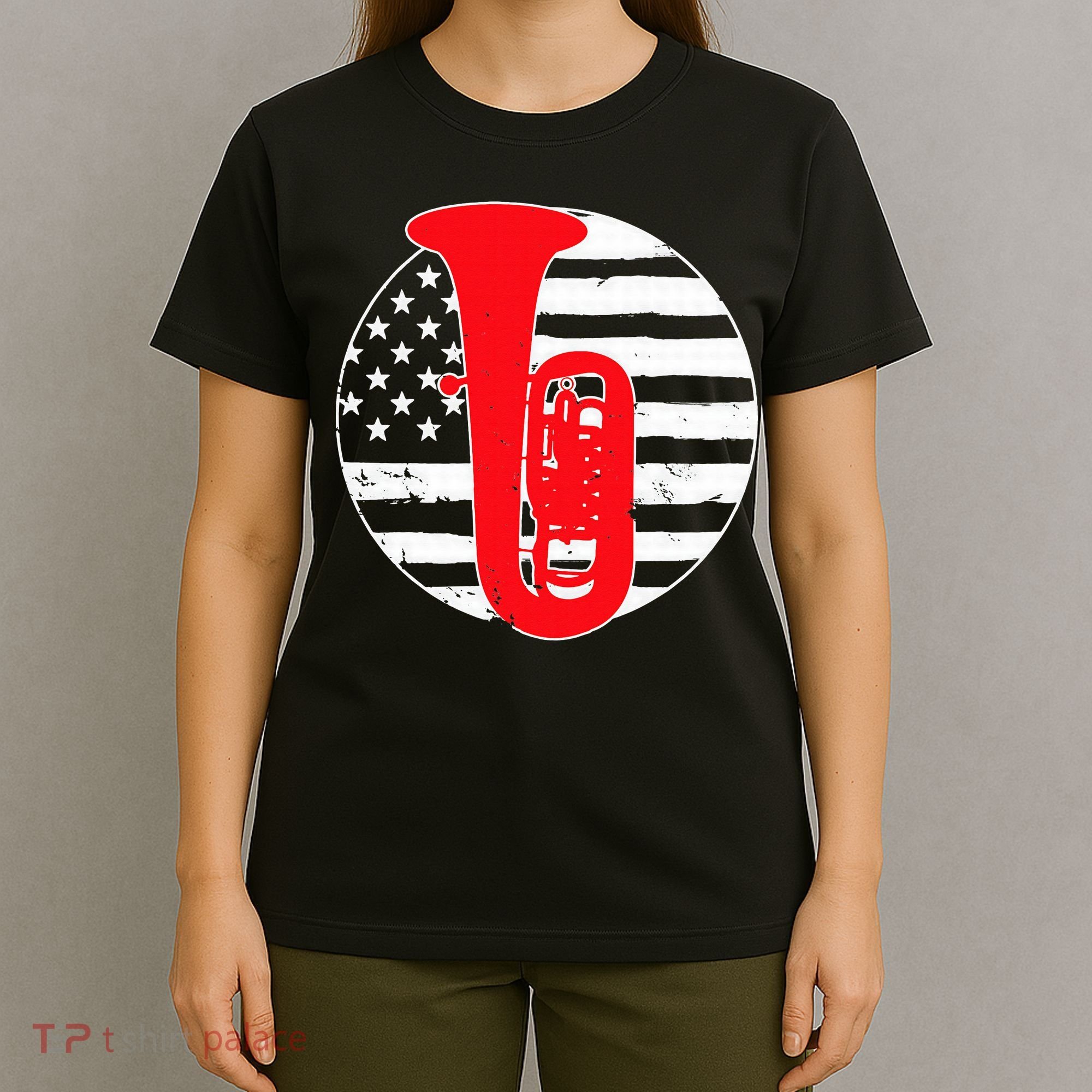 Tuba Player American USA Flag 4th Of July Vintage T-Shirt