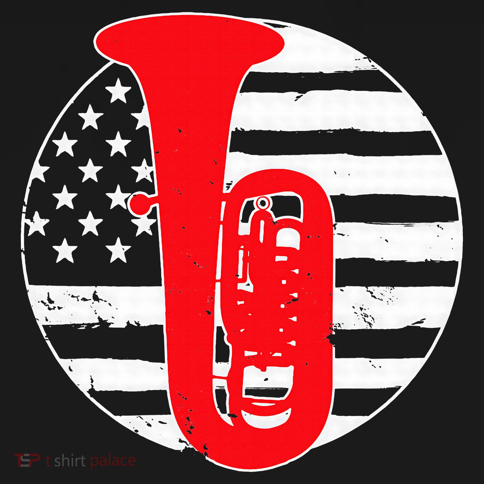 Tuba Player American USA Flag 4th Of July Vintage T-Shirt