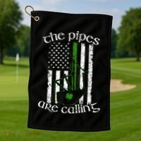 The Pipes Are Calling Bagpipe Golf Towel thumb 1