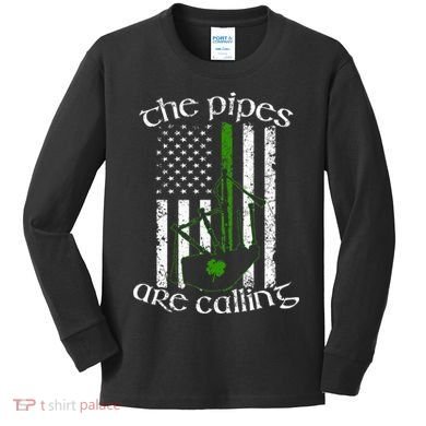 The Pipes Are Calling Bagpipe Kids Long Sleeve Shirt
