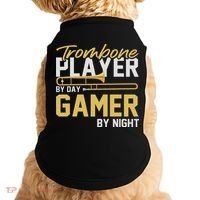 Trombone Player By Day Gamer By Night Band Trombone Doggie Tank thumb 0